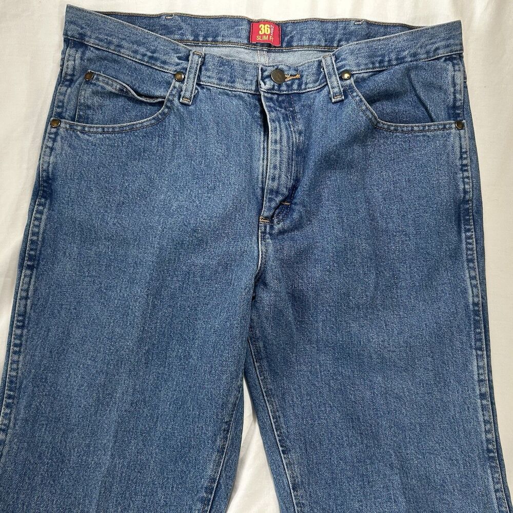 Wrangler Vtg Cowboy Cut Jeans Mens 36X30 Blue Dark Denim Slim Fit Rodeo MWZ 36